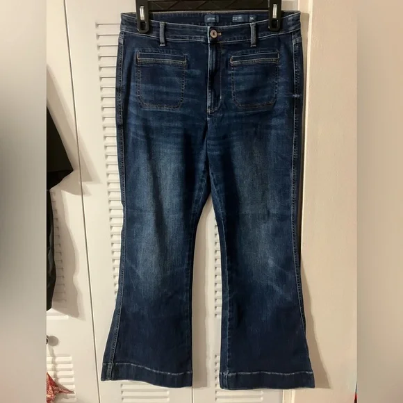 J Jill Denim High Rise Flare Jeans,Cotton blend, Stretch, Retro pockets, Sz 14 - Picture 3 of 12